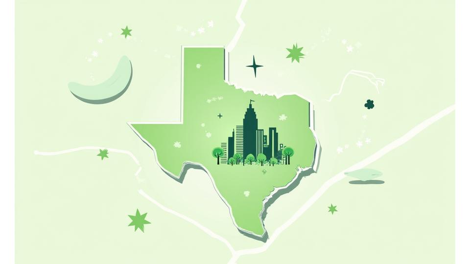 Artistic map illustration of Austin, Texas, highlighting a building with blooming greenery, representing Veridian Bloom's headquarters.