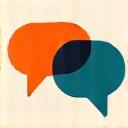 Chat bubble icon and a person interacting with a digital interface, symbolizing live chat.
