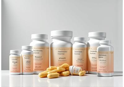 Assortment of high-quality, scientifically-backed supplements for metabolic health, neatly arranged.