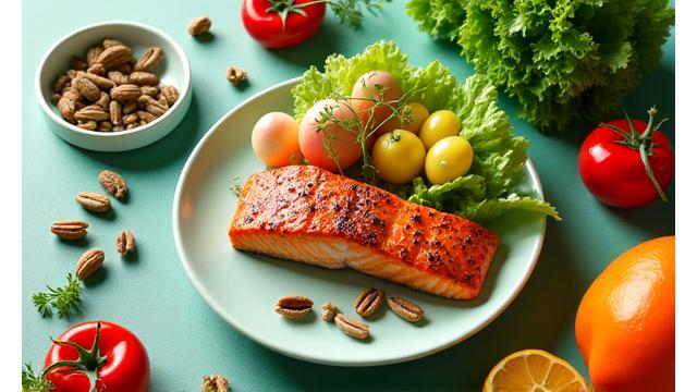 A vibrant plate of healthy, colorful food representing functional nutrition