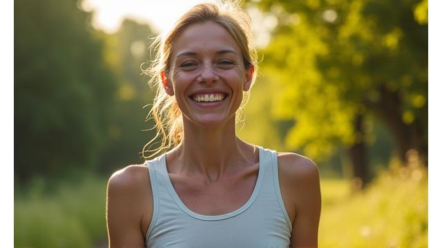 Person enjoying a light, active run outdoors, symbolizing sustainable weight management